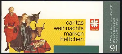 Caritas/Weihnachten 1991 Geburt Christ 100 Pf, 5x1581, postfrisch