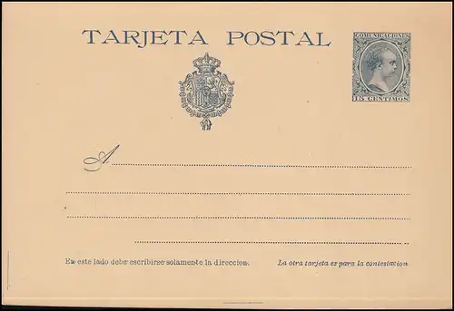 Spanien Postkarte P 31 König Alfons XIII. 15/15 Centimos, ungebraucht
