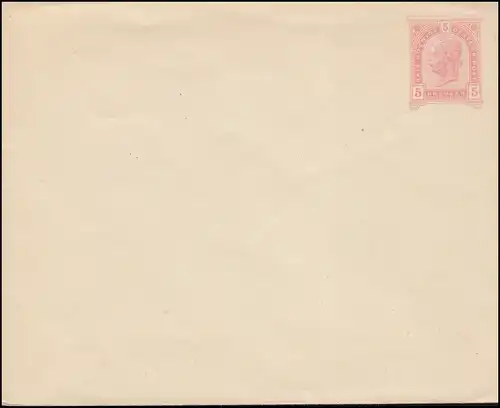 Österreich Umschlag 64a Kaiser Franz Joseph 5 Kr., ungebraucht, fleckig