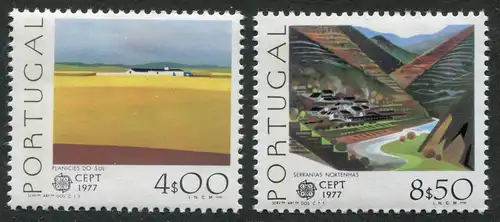 Europaunion 1977 Portugal 1360/61y, Satz mit Phosphorstreifen ** / MNH