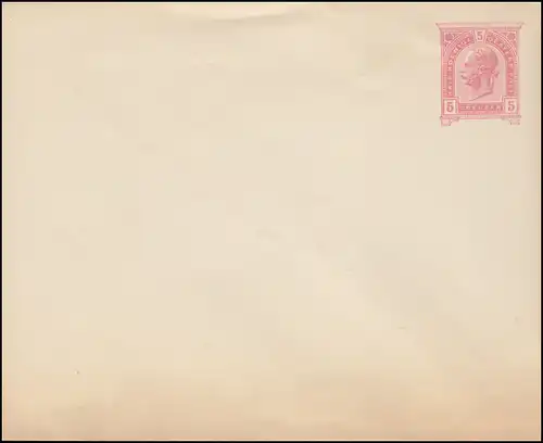 Österreich Umschlag 64a Kaiser Franz Joseph 5 Kr., ungebraucht, leicht bügig