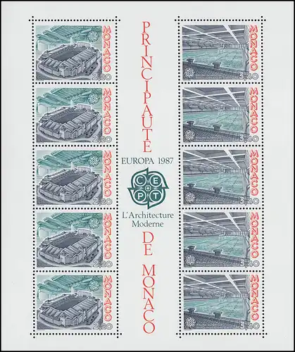 Monaco Block 35 Europaunion: Moderne Architektur 1987 ** / MNH 