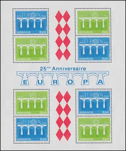 Monaco Block 26 Union européenne: 25 ans CEPT 1984, ET-O 10.5.84