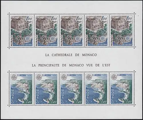 Monaco Block 12 Union européenne / CEPT: Monuments historiques 1978 ** / MNH