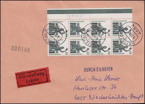 1341 SwK 60 Pf en bloc de marge 8 avec 2 BZN MeF Eil-FDC ET-O NETTETAL 6.11.1987