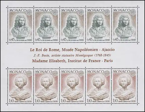 Monaco Block 7 Europaunion / CEPT: Skulpturen 1974 ** / MNH