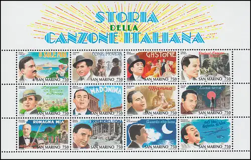 Saint-Marin bloc 21 Histoire du batteur italien 1996, ** / MNH