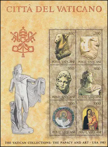 Blocs Exposition d'oeuvres d 'art vaticanes aux États-Unis, Block-Set 5,6,7 **/MNH