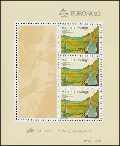 Portugal-Madeira Block 4 Union européenne CEPT Canaux d'irrigation / Levadas, **/MNH