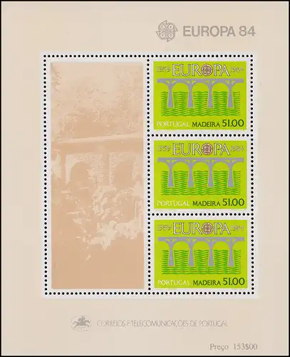 Portugal-Madeira Bloc 5 Union européenne CEPT ponts 1984, **/MNH