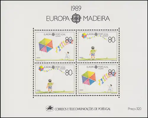 Portugal-Madeira Block 10 Europaunion CEPT Kinderspiele 1989, ** / MNH