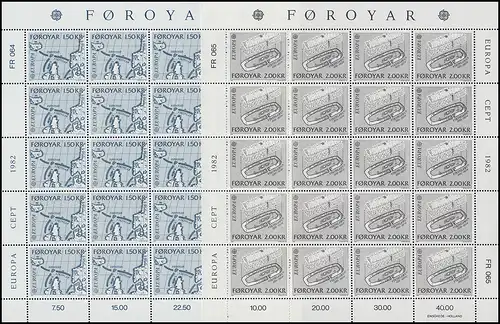 Dänemark-Färöer 70-71 Europaunion CEPT 1982 - Kleinbogen-Satz ** / MNH