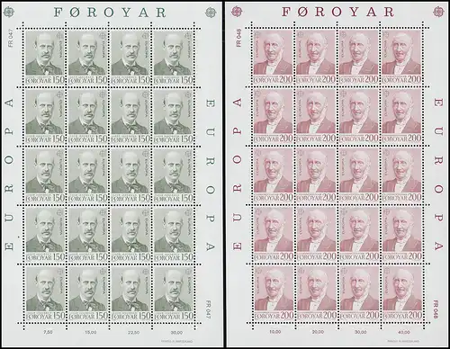 Danemark-Févriers 53-54 Union européenne CEPT 1980 - Taux de petites feuilles ** / MNH