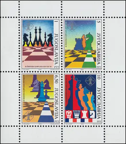 Yougoslavie Bloc 38 Échecs-Olympiades 1990, dents ** / MNH