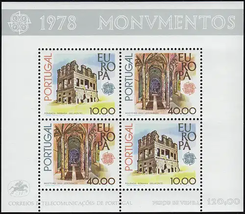 Portugal Block 23 Europaunion CEPT Baudenkmäler 1978, ** / MNH