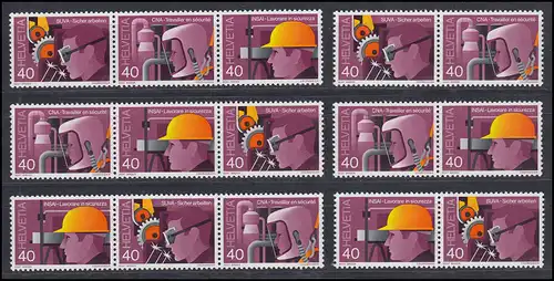 1134-1136 Sicherheit am Arbeitsplatz: 12 verschiedene Zusammendrucke, Set **/MNH