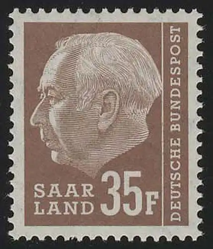 Saarland 420 Heuss 35 Fr 1957, **