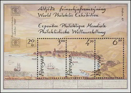 Dänemark-Färöer Block 2 Briefmarkenausstellung HAFNIA'87 ** / MNH