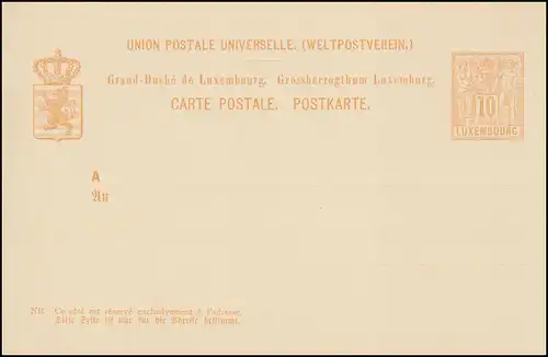 Luxemburg Postkarte P 44 Allegorie 10 C., ungebraucht 