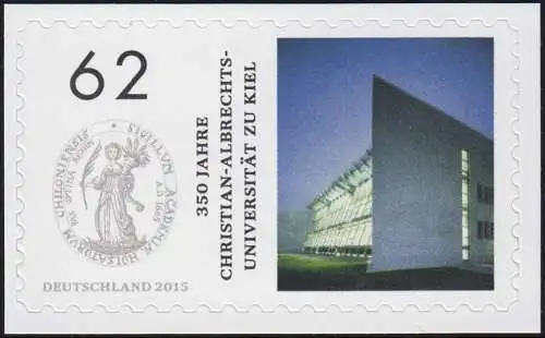 3155 Universität Kiel, selbstklebend NEUTRALE Folie, 10 Einzelmarken, alle **