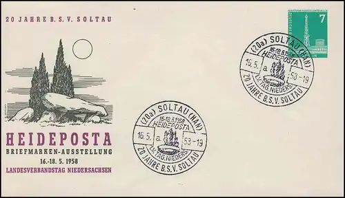 Berlin PU 15/15 BSV Soltau HEIDEPOSTA 1958, passender SSt SOLTAU 16.5.58