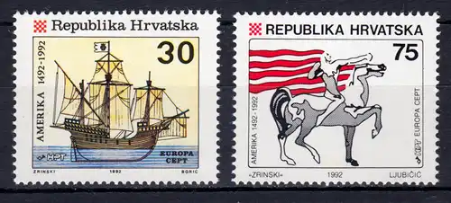 Europaunion 1992 Kroatien 209-210 (I. Ausgabe), Satz ** / MNH