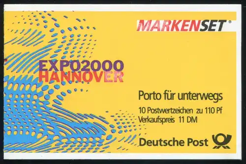 39I MH EXPO 2000: schwarze Schneidemarkierung, DDF schwache Farbe rot, ZB **