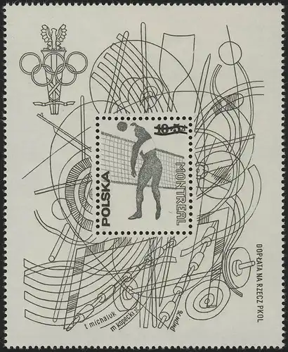 Pologne Bloc 65 Olympiades 1976 sous forme de noir, gommé ** / MNH