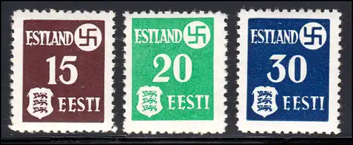 Estland/Deutsche Besetzung, Nr. 1-3x, gestrichenes Papier, Satz postfrisch **