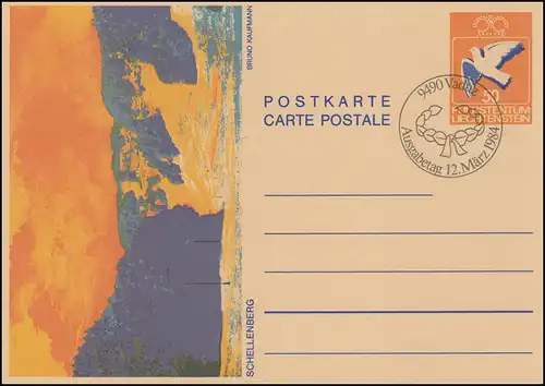 Liechtenstein Postkarte P 82 Taube: Schellenberg, ESSt VADUZ 12.3.1984