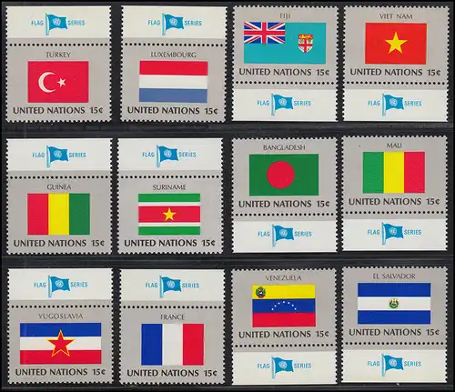 340-365 Nations Unies New York année 1980 complète - avec TAB, frais de port ** / MNH