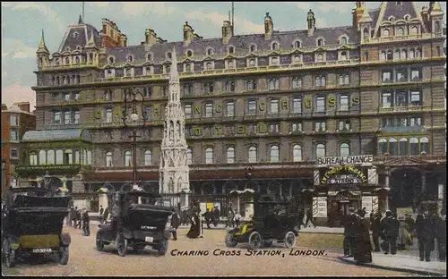 Großbritannien: AK von London - Charing Cross Station, ANDOVER 5.11.1915