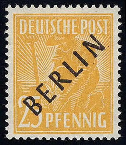 10 Schwarzaufdruck 25 Pf, postfrisch ** geprüft