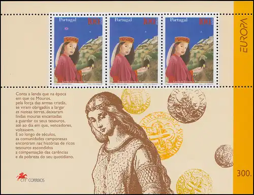 Portugal Block 124 EUROPA / CEPT 1997 mit "Ufo über dem Kopf" (1. Marke), **/MNH