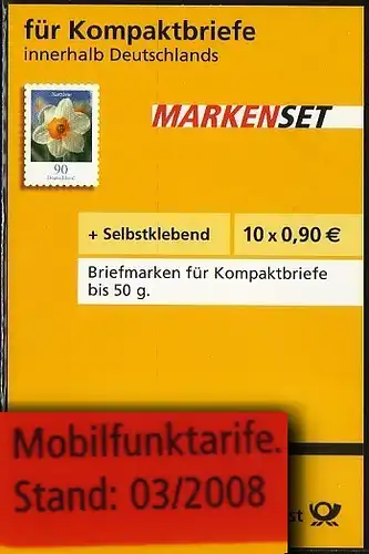 61 SB db MH Narzisse, Blister 03/2008 mit Schlitzperforation, **