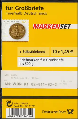 62IbB SB aa MH Goldene Bulle / Blister rotes Aufreißband, Label B **