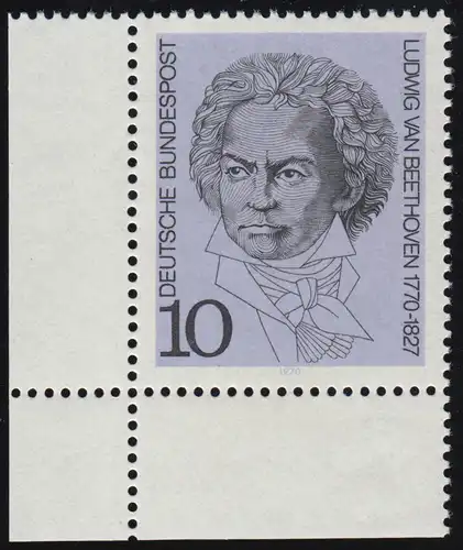 616 Beethoven 10 Pf ** Ecke u.l.