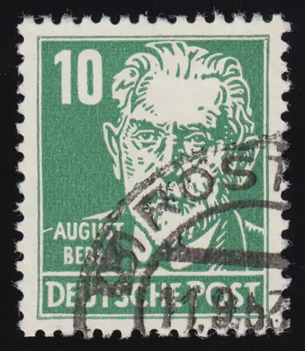 330va XI August Bebel 10 Pf Wz.2 XI Bedarfsstempel O geprüft