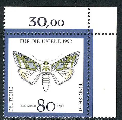 1604 Jugend Nachtfalter 80+40 Pf ** Ecke o.r.