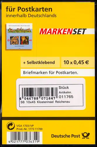 71I SB cb MH Reichenau - im Blister Stand 01/2008 Label C, postfrisch **