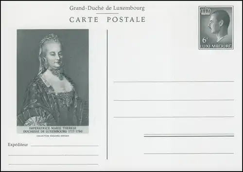 Luxemburg Postkarte P 153 Maria-Theresia 6 Fr. 1980, ungebraucht 