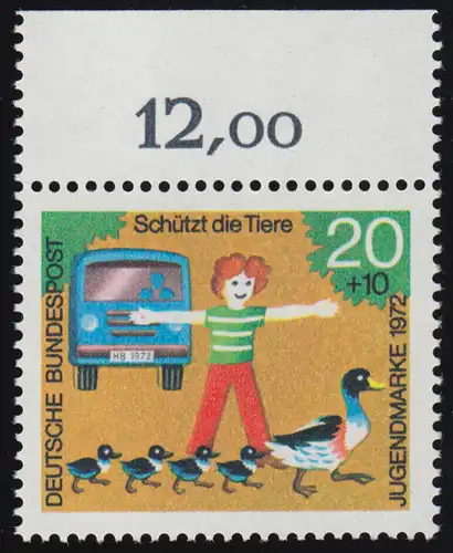 711 Jugend Tierschutz 20+10 Pf Enten ** Oberrand