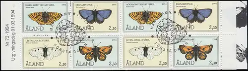 Aland Carnets de marques 2 papillons, ESSt 1.3.1994