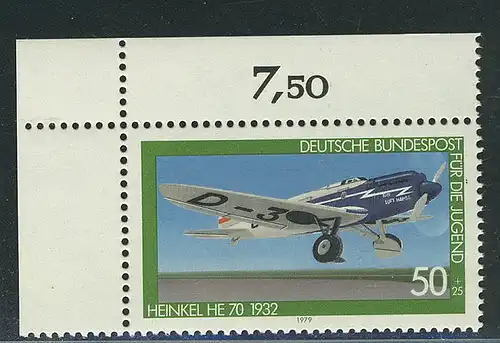 1006 Jeunesse aéronautique anse 50+25 Pf ** coin o.l.