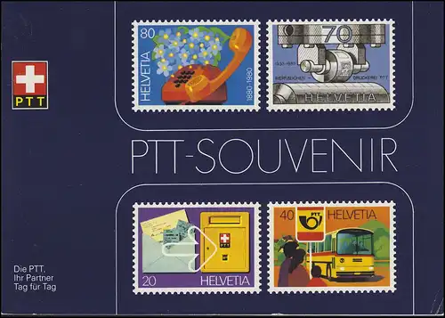 Schweiz PTT-Souvenir 3a Die PTT, Ihr Partner Tag für Tag, Text deutsch, **