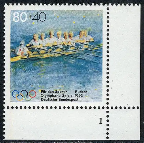 1593 Sporthilfe 80+40 Pf Rudern** FN1