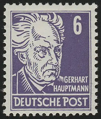 328v XII Gerhard Hauptmann 6 Pf Wz.2 XII ** geprüft