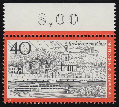 762 Fremdenverkehr Rüdesheim 40 Pf ** Oberrand