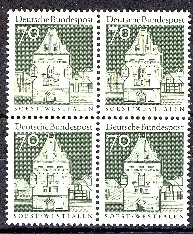 497 Bauwerke groß 70 Pf Viererblock ** postfrisch