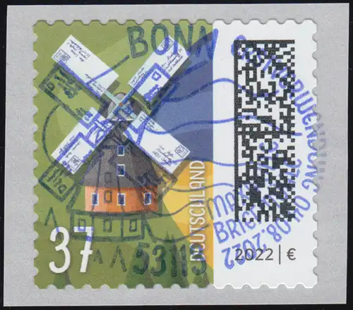 3712 carnetrie 37 centimes autocollant EV-O BONN 4.8.2022